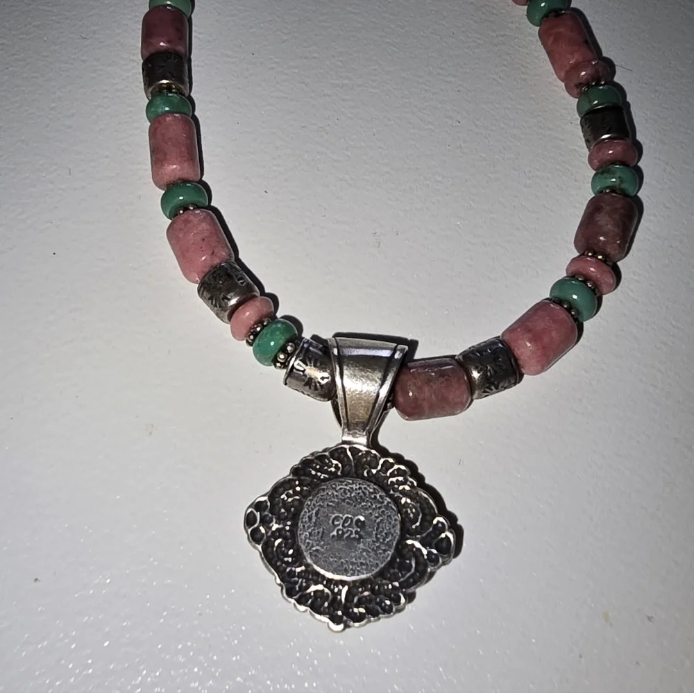 Sterling Turquoise Rhodonite Necklace by Carolyn Pollack Southwestern - Picture 3 of 9